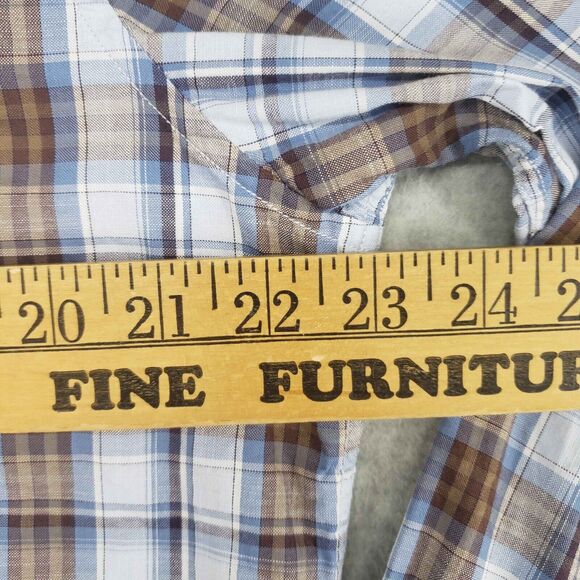 Johnnie O Riva Hangin Out Havana Blue Brown Plaid Shirt Men M Hawaiian JMWL 8620 - Picture 4 of 9